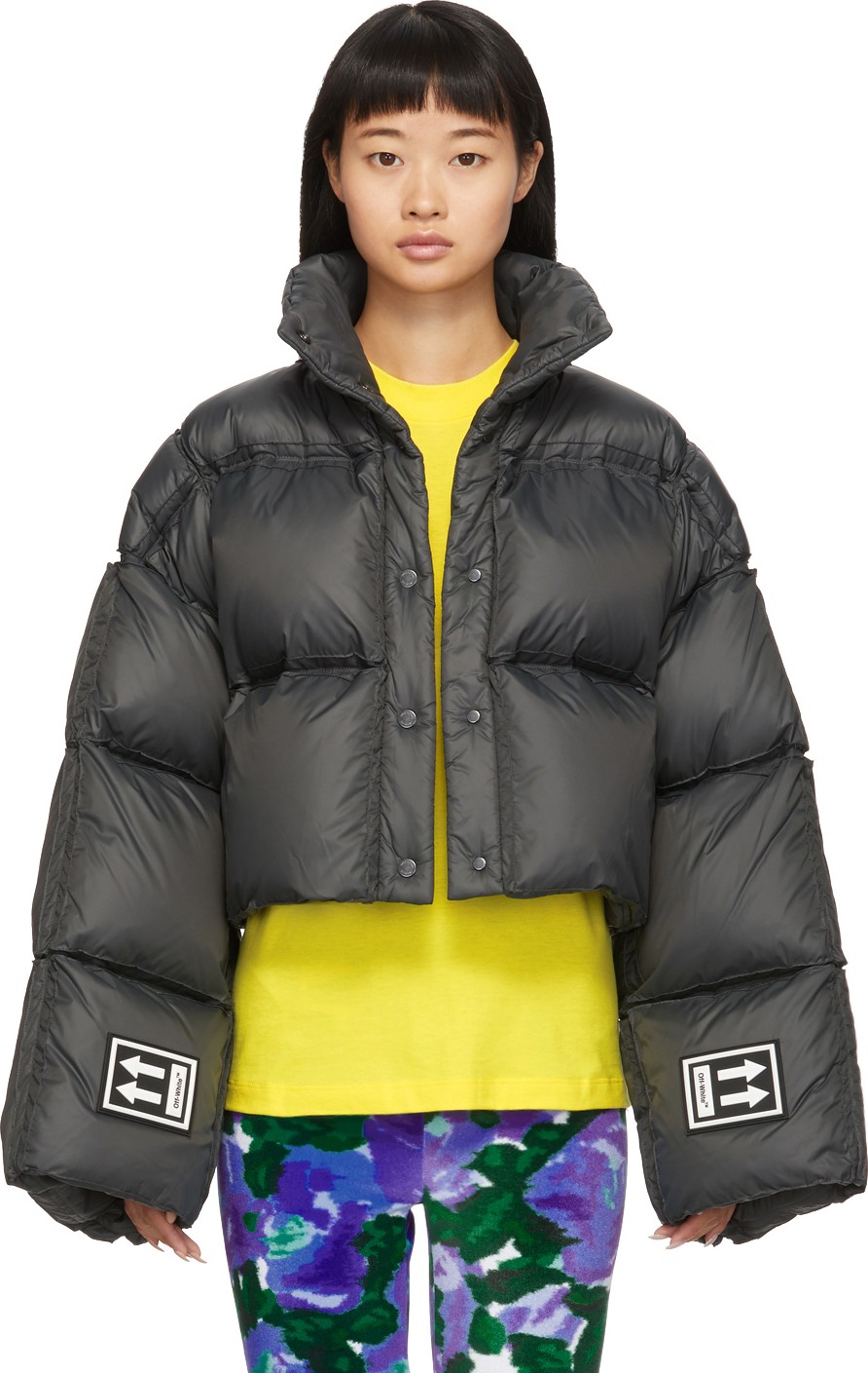 Off White Black Down 3D Cropped Puffer Jacket