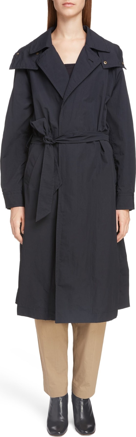 Toga Long Hooded Taffeta Coat
