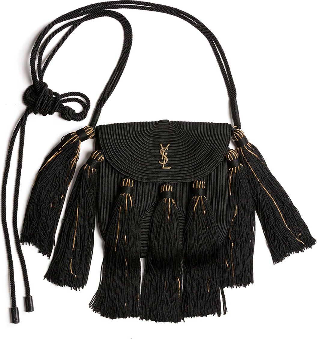 Saint Laurent Vintage Passementerie Small Monogram YSL Shoulder Bag with Tassels - Golden Hardware