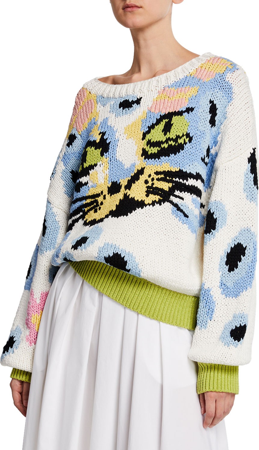 Escada Hand Knit Cat Face Sweater