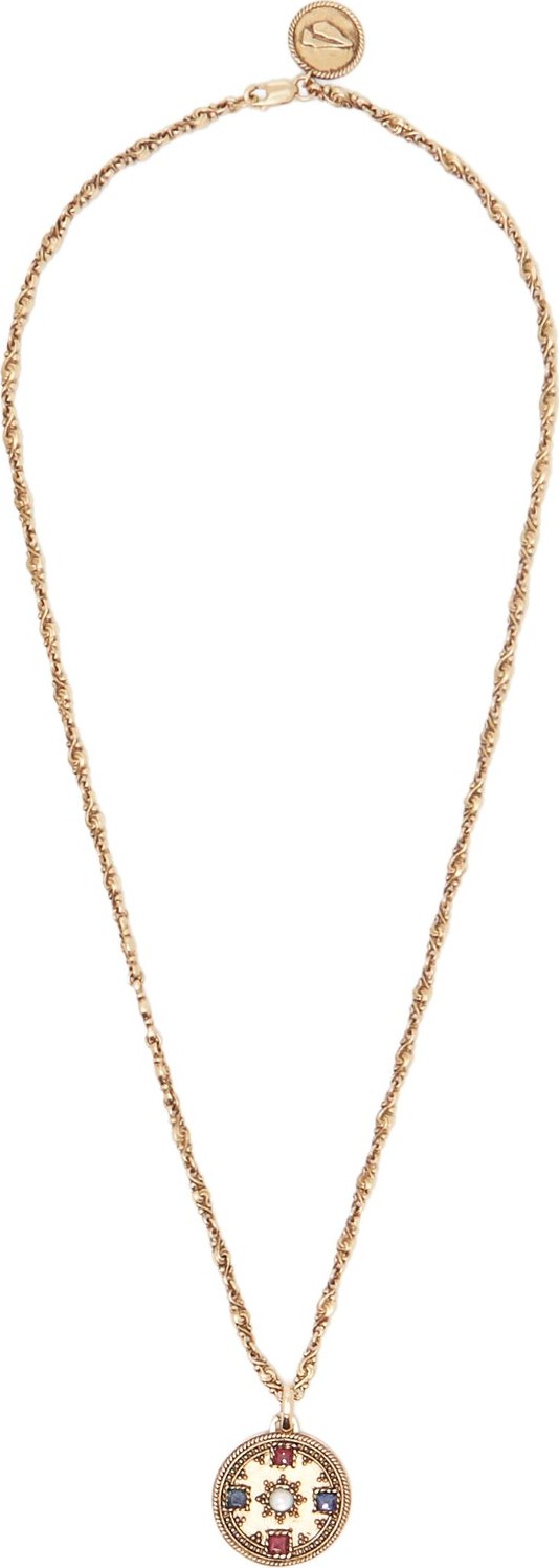 Jade Jagger Pearl & ruby 18kt gold star medallion necklace