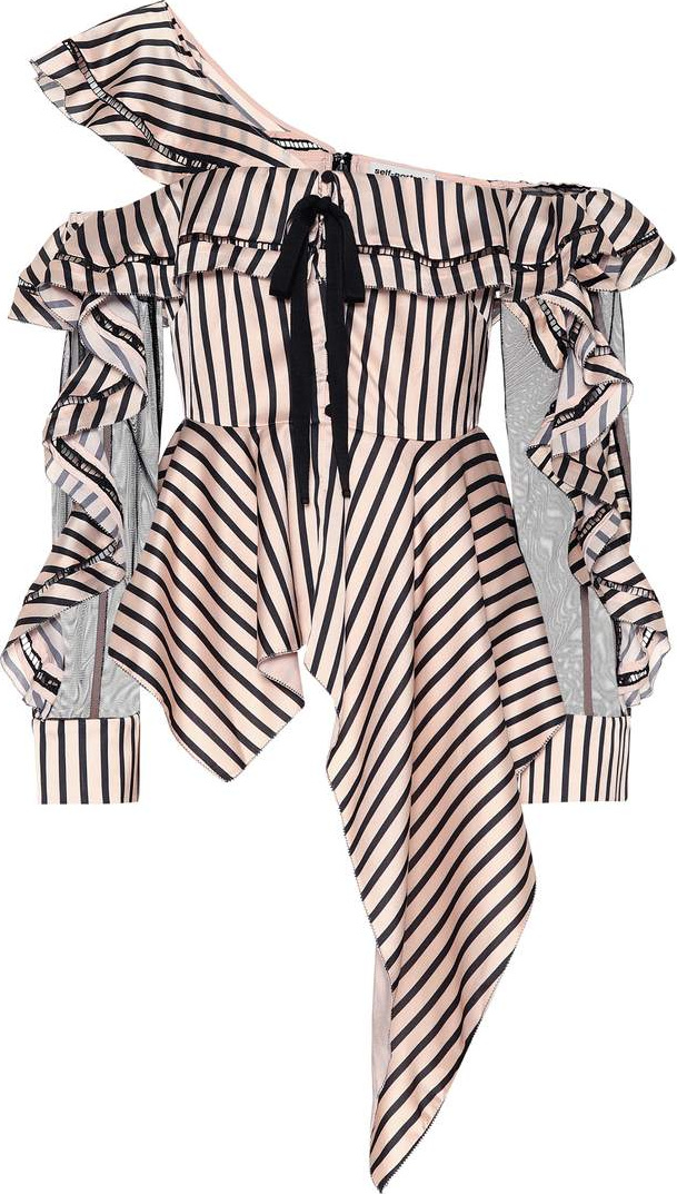 Self Portrait Striped off-the-shoulder top