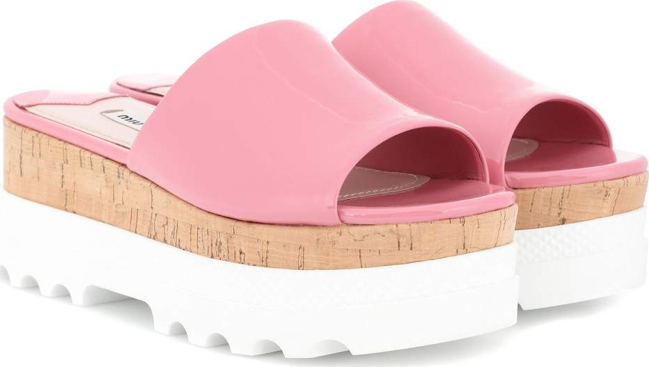 Miu Miu Patent leather platform slides