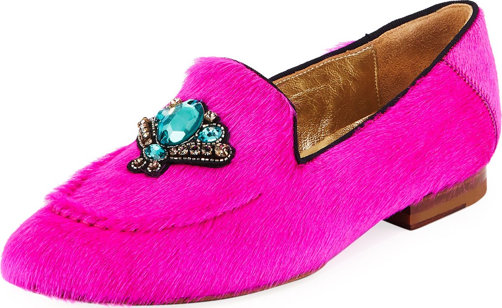FIGUE Milky Embellished Fur Loafers