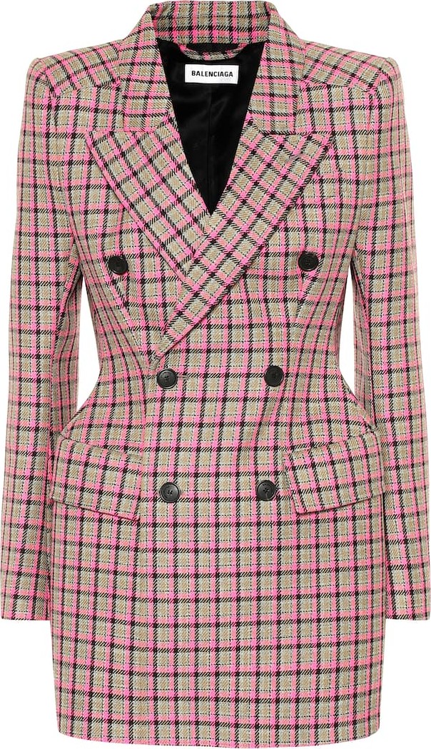 Balenciaga Checked Hourglass wool blazer