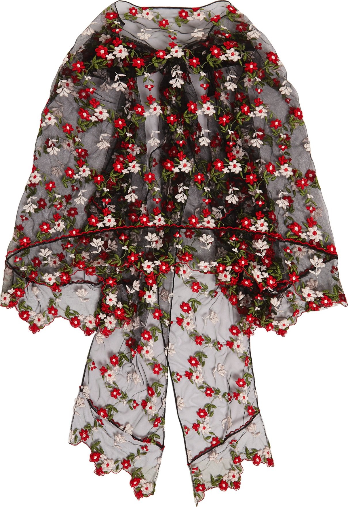 Simone Rocha Floral-embroidered tulle cape