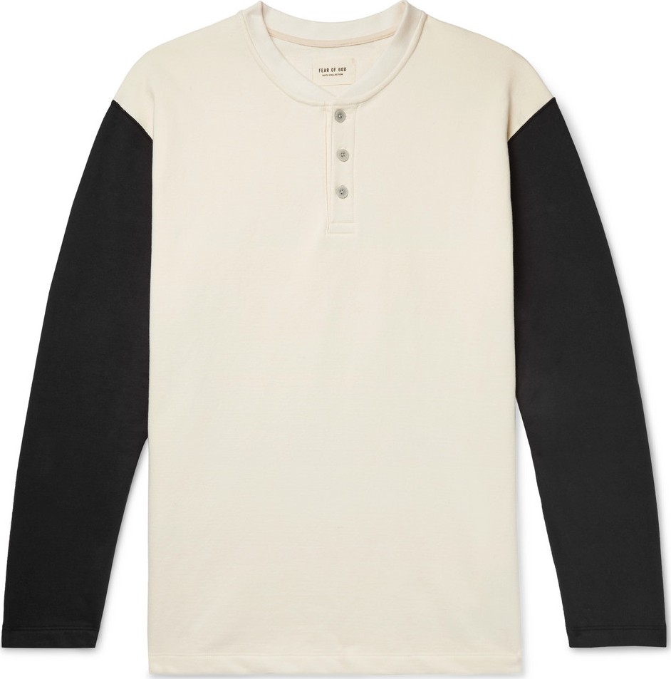 Fear of God Oversized Colour-Block Loopback Cotton-Jersey Henley T-Shirt