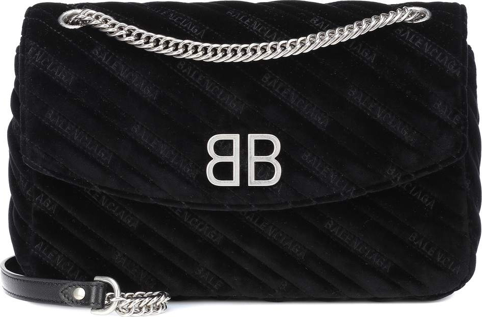 Balenciaga Chain Round M velvet shoulder bag