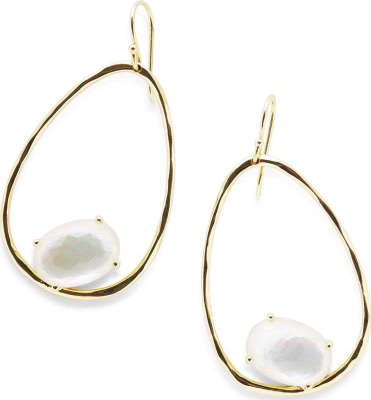 IPPOLITA 18K Rock Candy Tipped Oval Wire Earrings in Mother-of-Pearl