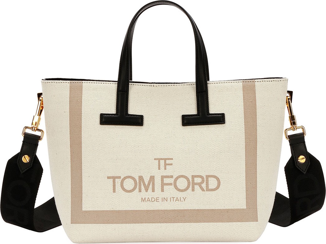 TOM FORD Printed Canvas and Leather T Tote Bag