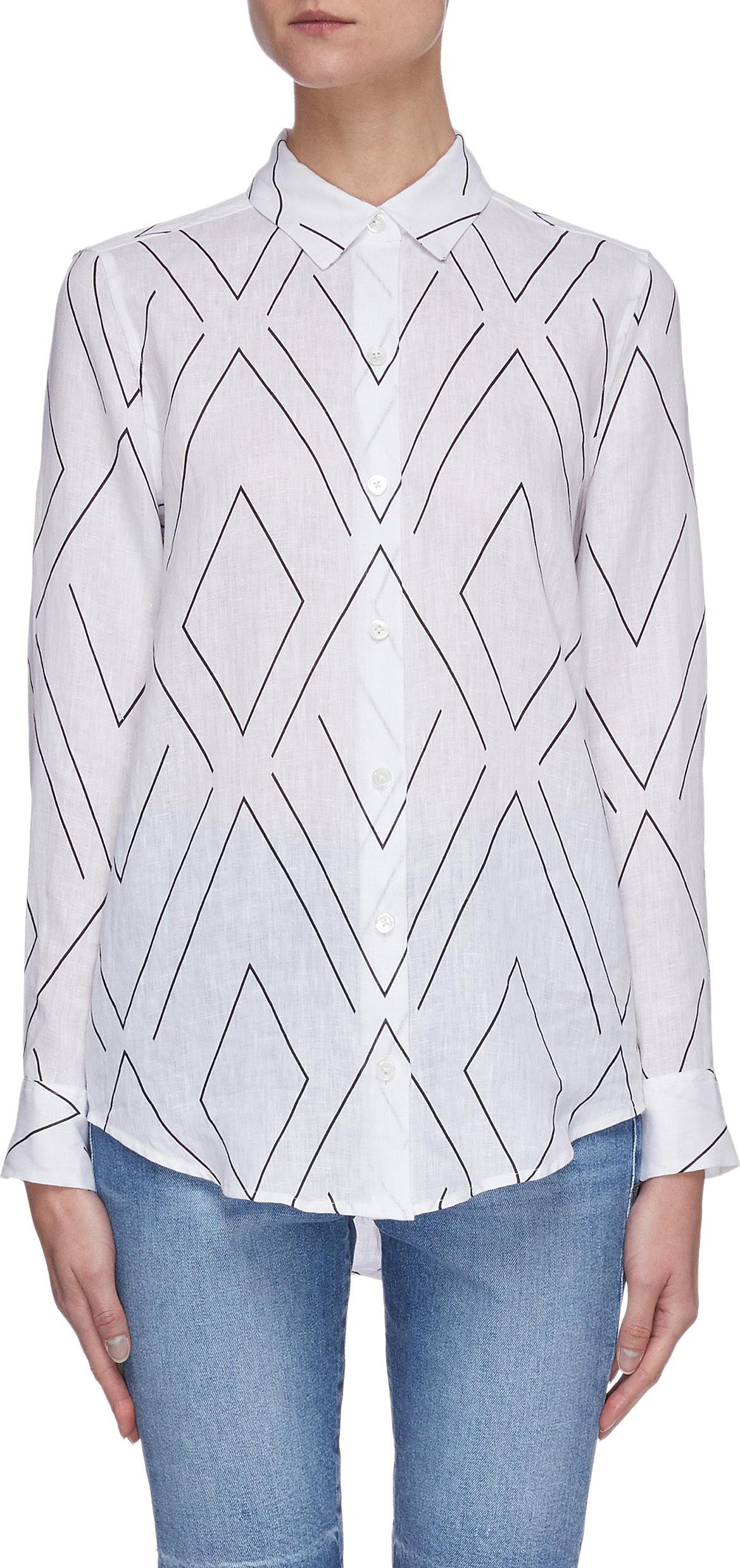 Equipment Essential geometric print linen shirt