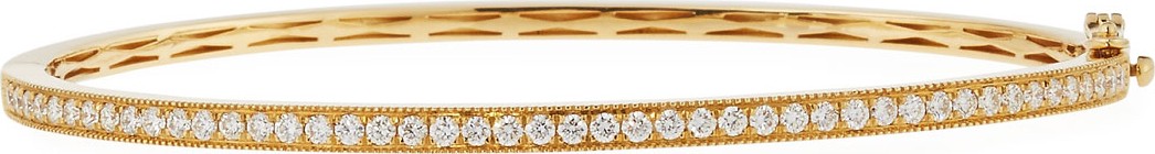 Memoire 18K Yellow Gold Milgrain Diamond Bangle