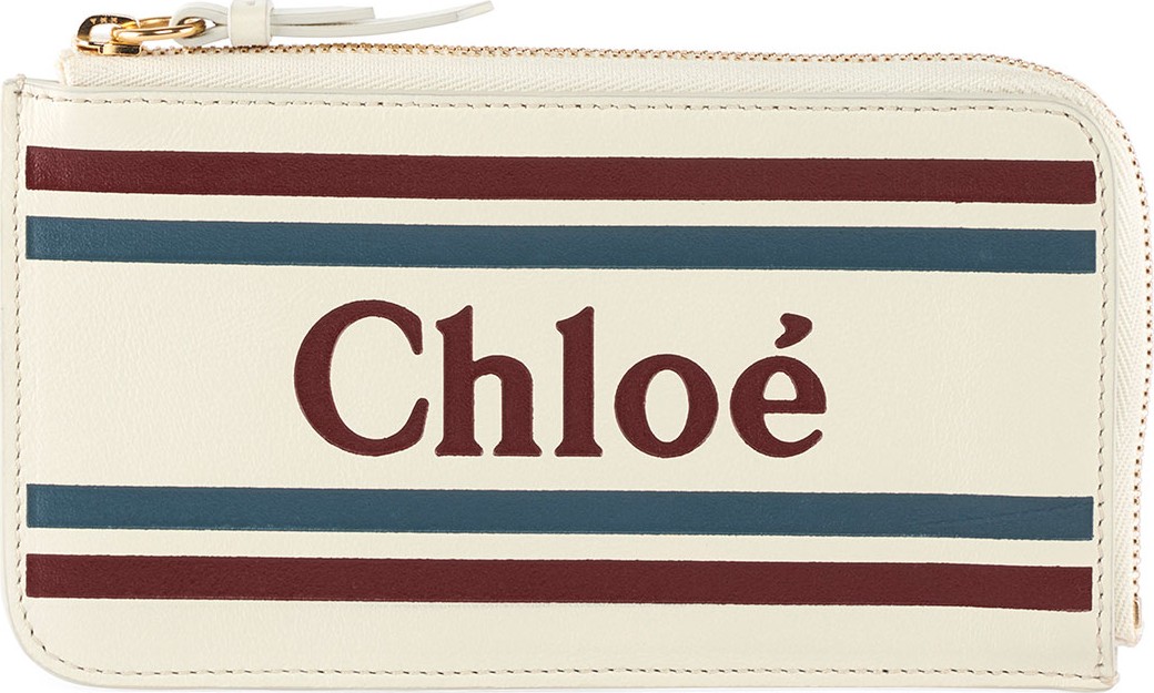 Chloe Zip Card Case with Logo and Striping