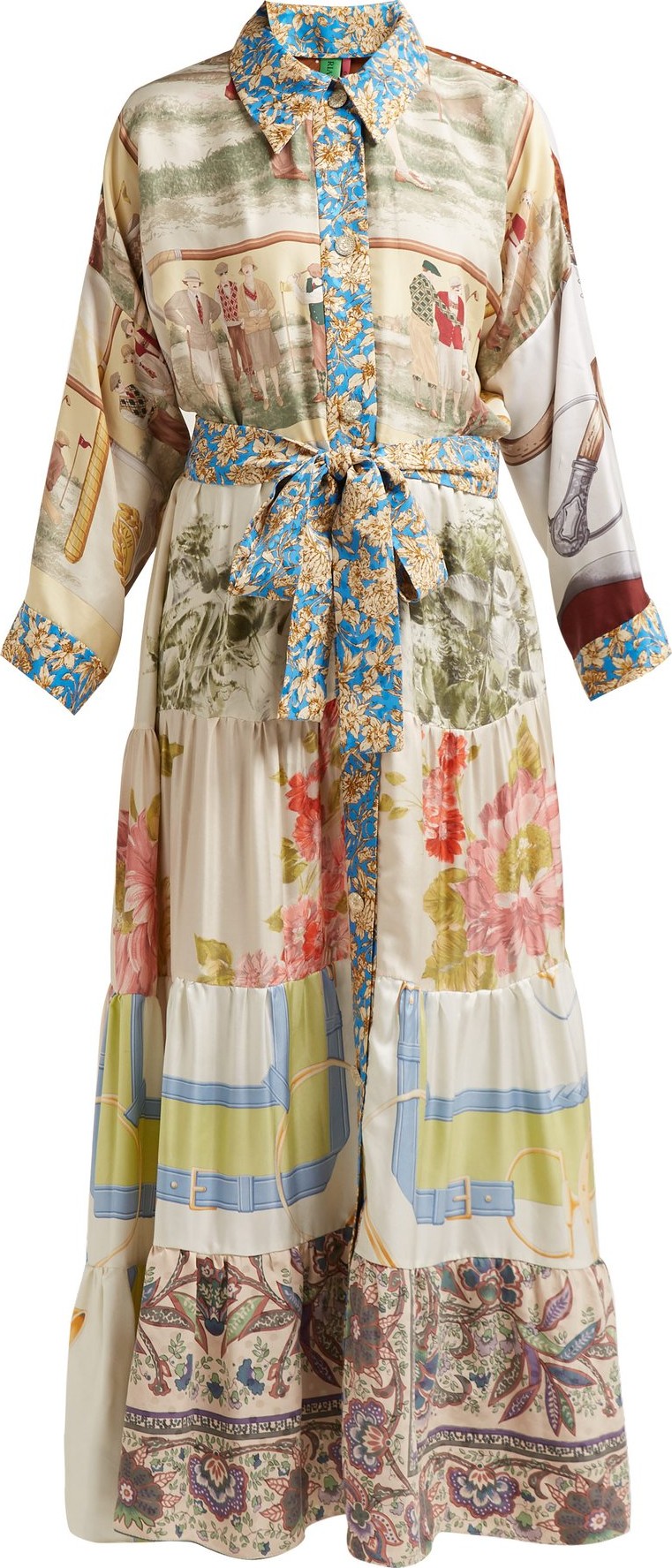 Rianna + Nina Volant patchwork silk-twill midi dress