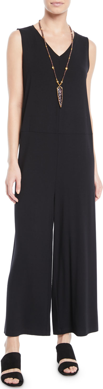 Eileen Fisher Wide-Leg Viscose Jersey Jumpsuit, Plus Size