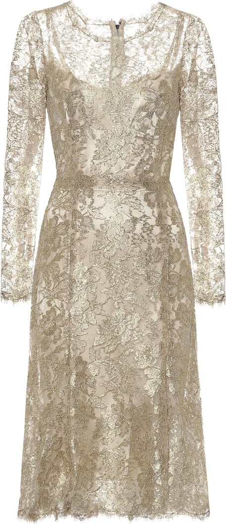 Dolce & Gabbana Floral-lace lamé dress