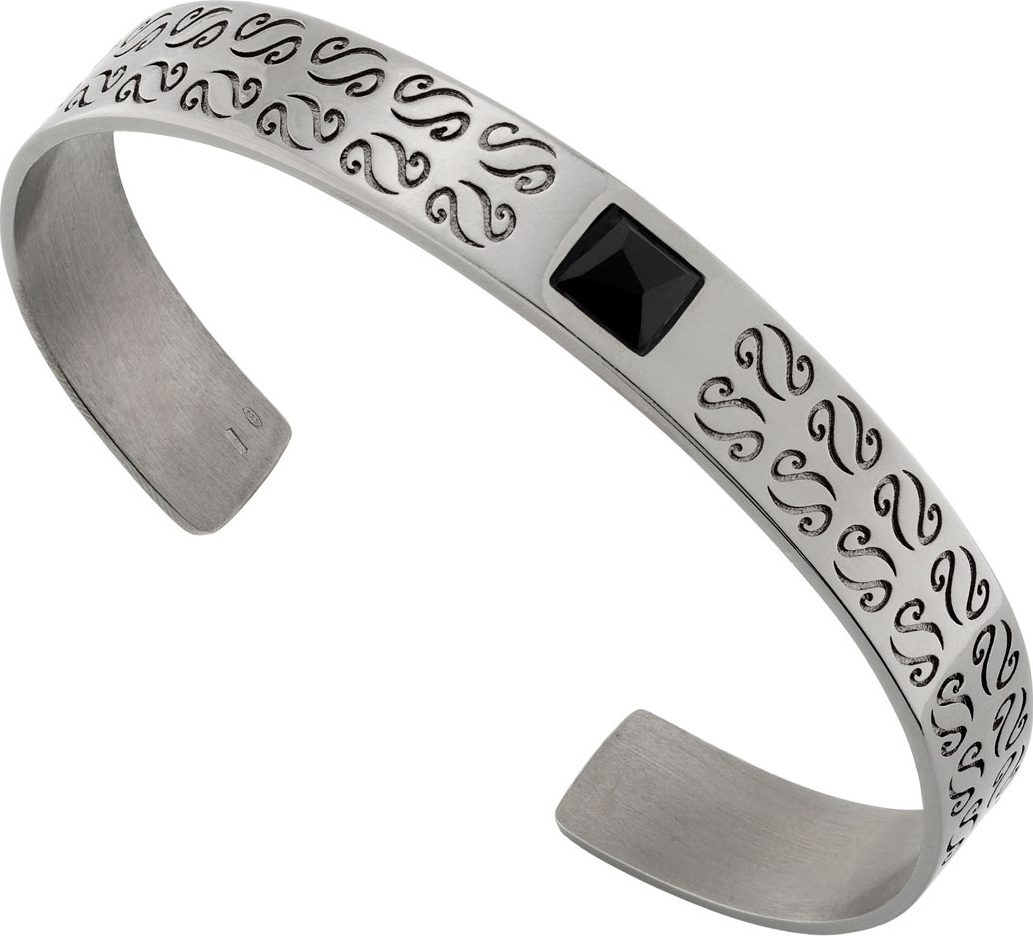 Marco Dal Maso Men's Silver Kick Cuff Bracelet with Onyx