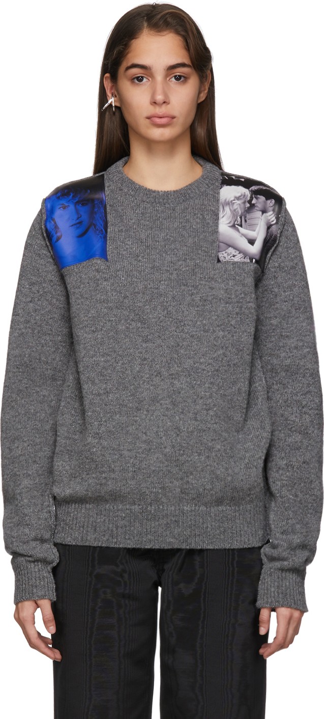 Raf Simons Grey Knit Patches Sweater