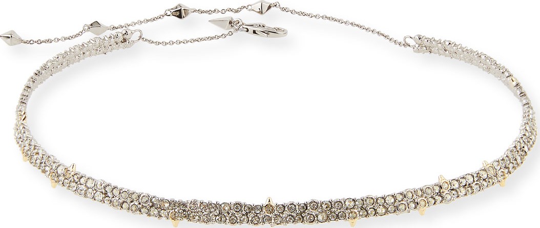 Alexis Bittar Crystal-Encrusted Spike Choker Necklace