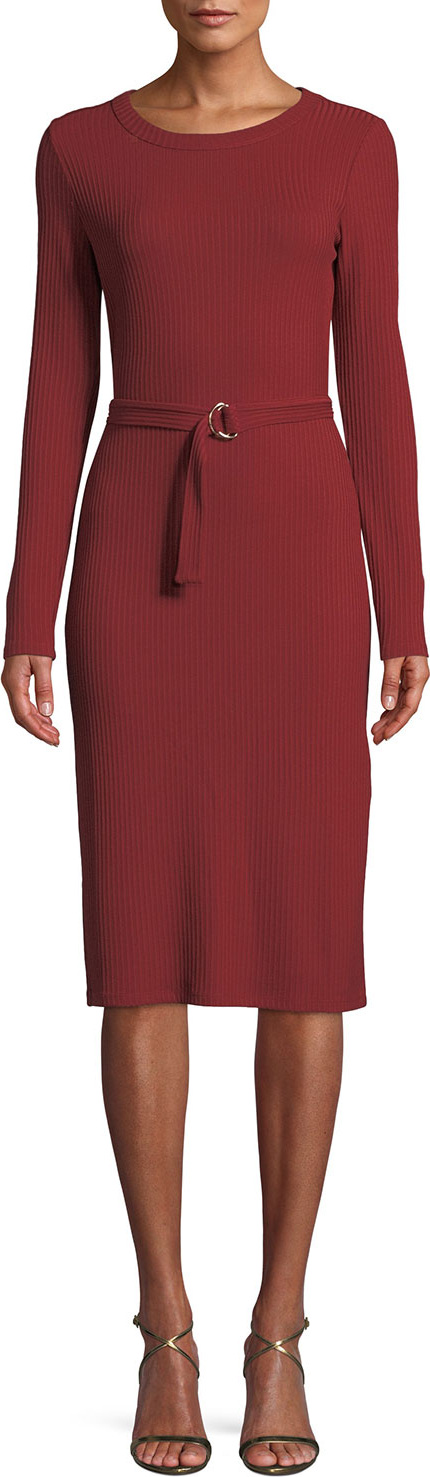 MICHAEL MICHAEL KORS Ribbed Dress w/ Belted Waist