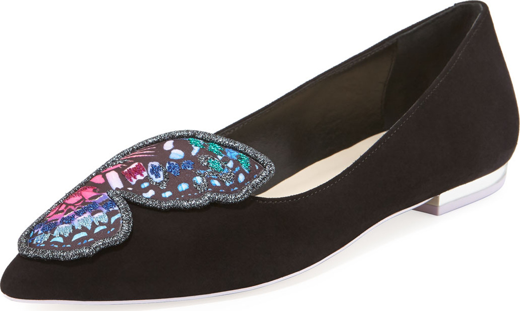 Sophia Webster Bibi Butterfly Embroidered Suede Flats