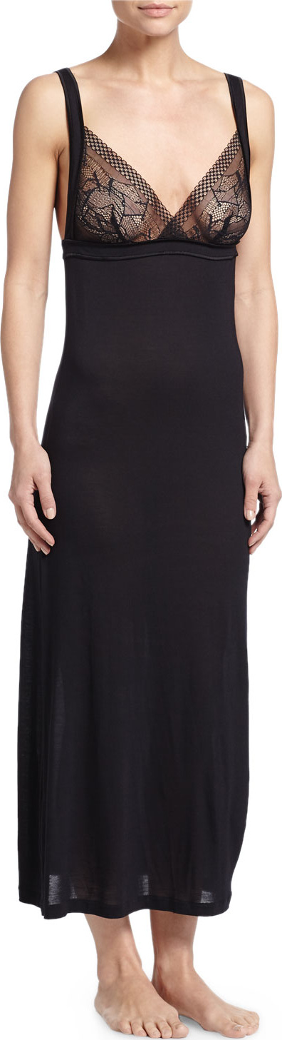 La Perla Myrta Lace-Front Long Nightgown