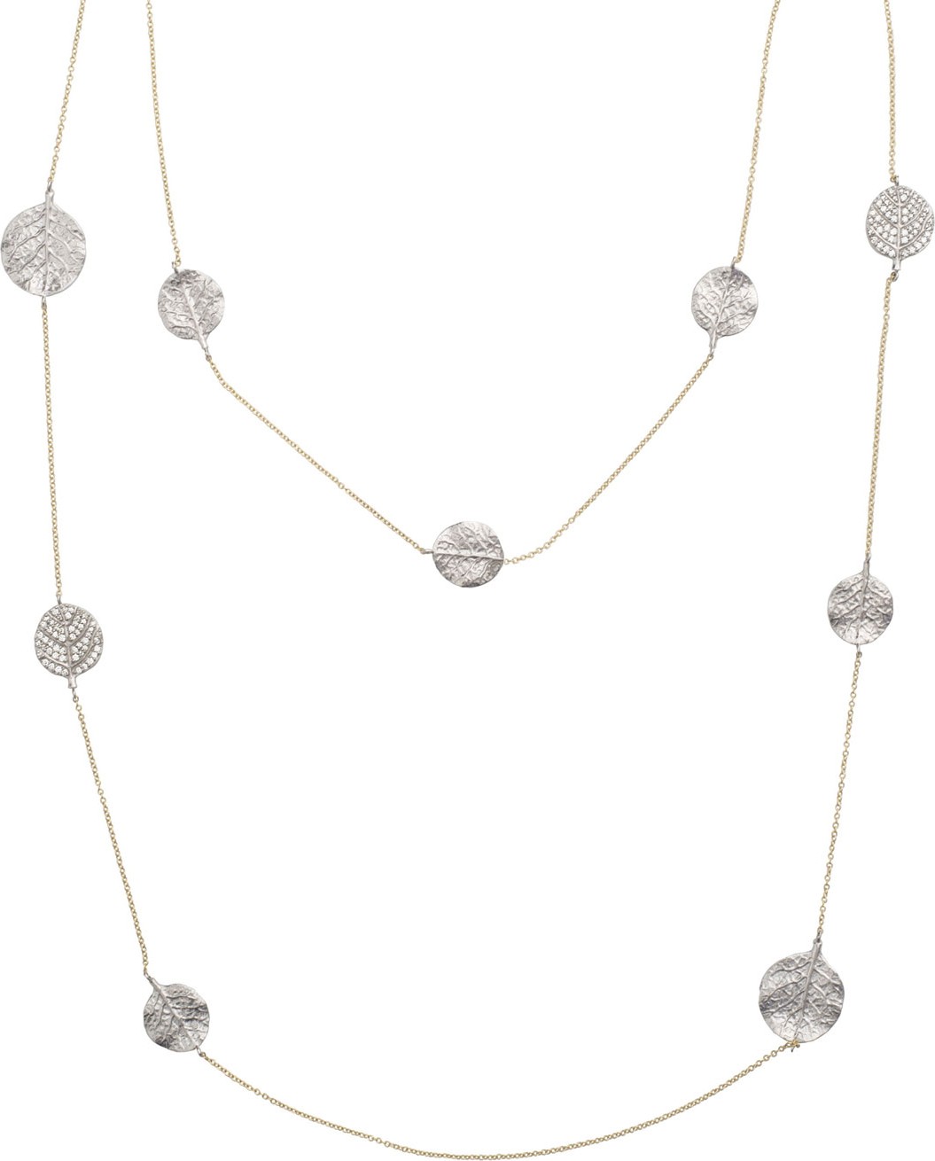 Michael Aram Botanical Leaf Long Diamond Station Necklace, 42"L