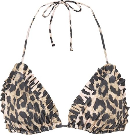 Ganni Leopard print bikini top