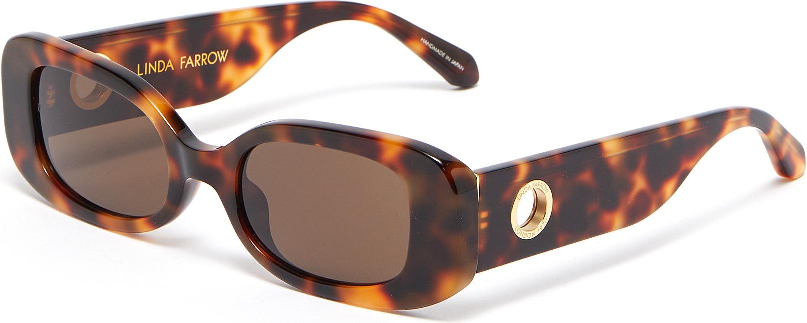 Linda Farrow Tortoiseshell effect acetate frame rectangular sunglasses