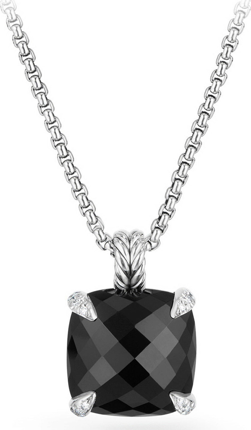 David Yurman 14mm Châtelaine Onyx Pendant Necklace with Diamonds