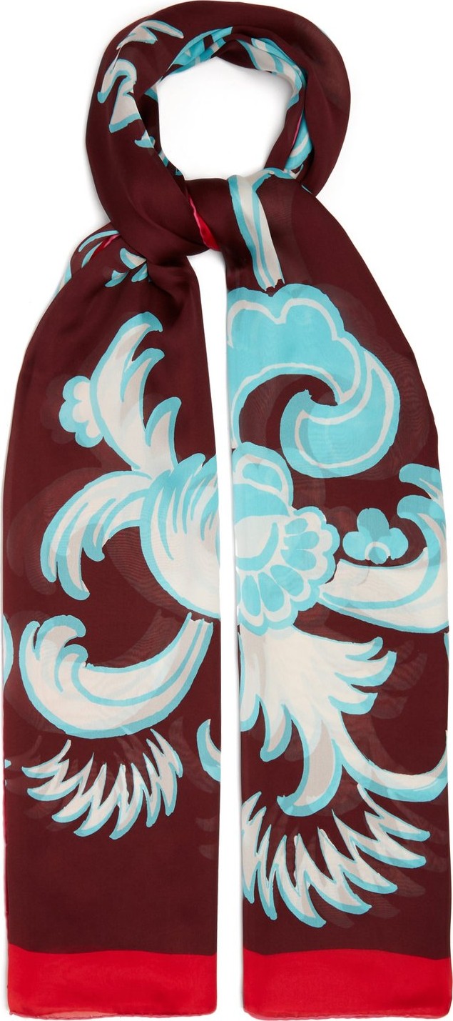 Valentino Floral-print silk-chiffon scarf