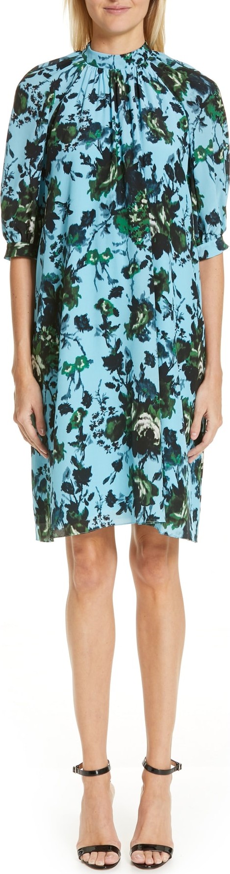 Erdem Belted Floral Print Silk Voile Dress