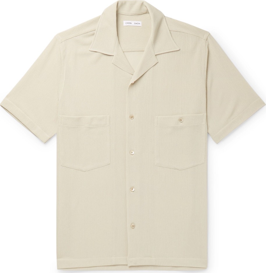 Cmmn Swdn Dexter Camp-Collar Tencel-Blend Mesh Shirt