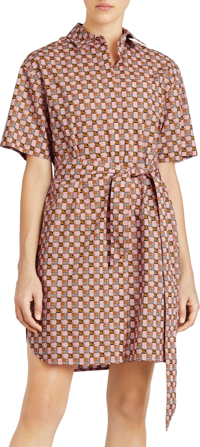Burberry London England Addy Check Button-Front Shirtdress