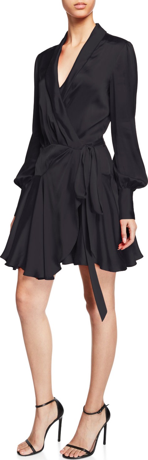 Zimmermann Flouncy Long-Sleeve Wrap Mini Dress