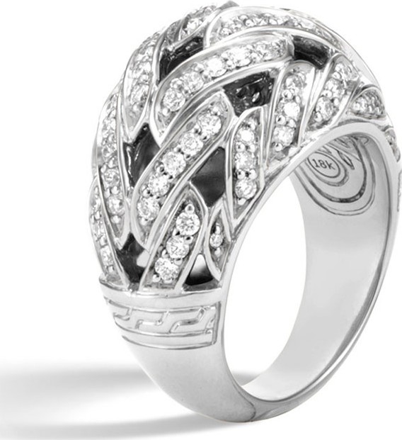 John Hardy Classic Chain 15mm Dome Ring with Diamonds