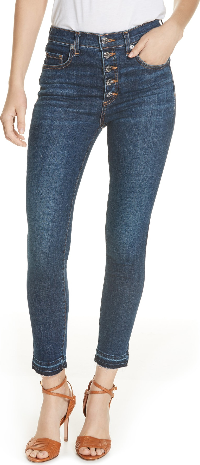 Veronica Beard Debbie Frayed Crop Skinny Jeans