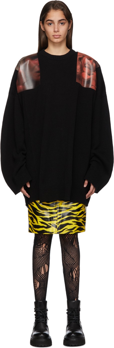Raf Simons Black Oversized Patches Sweater