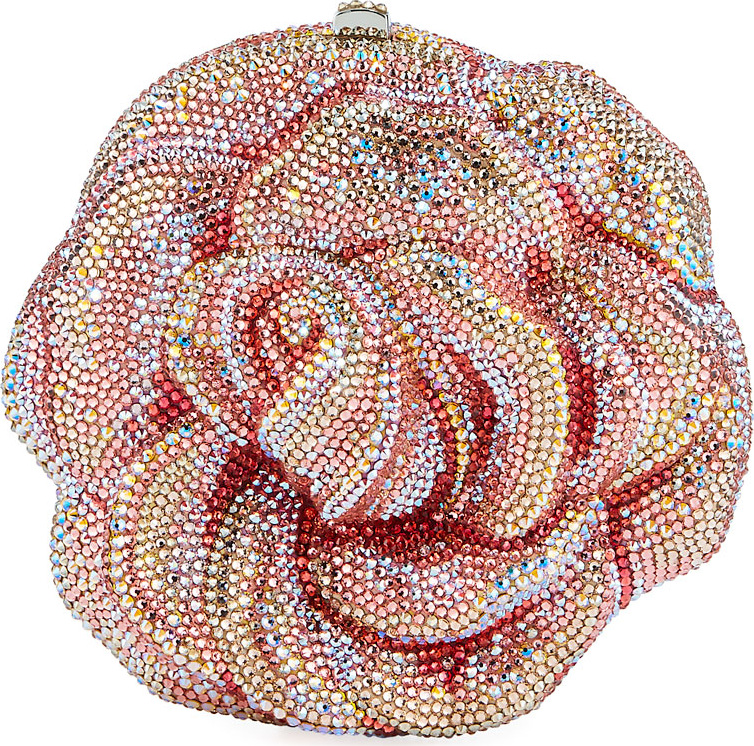 Judith Leiber Rose Apricot Crystal Clutch Bag