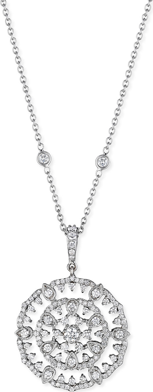 Penny Preville 18k White Gold Round Diamond Garland Pendant Necklace