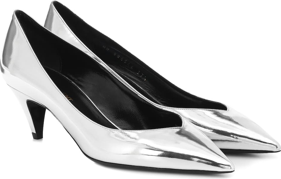 Saint Laurent Kiki 55 metallic leather pumps