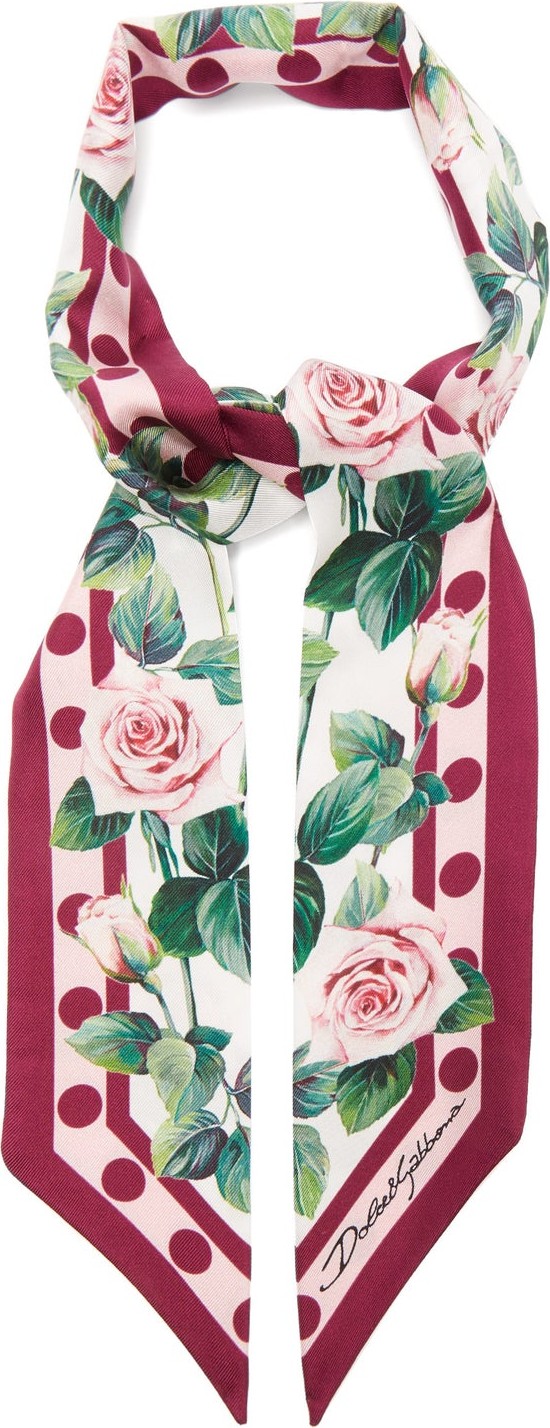 Dolce & Gabbana Rose-print silk-twill scarf