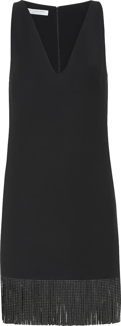 Philosophy Di Lorenzo Serafini Fringe-trimmed wool-blend minidress