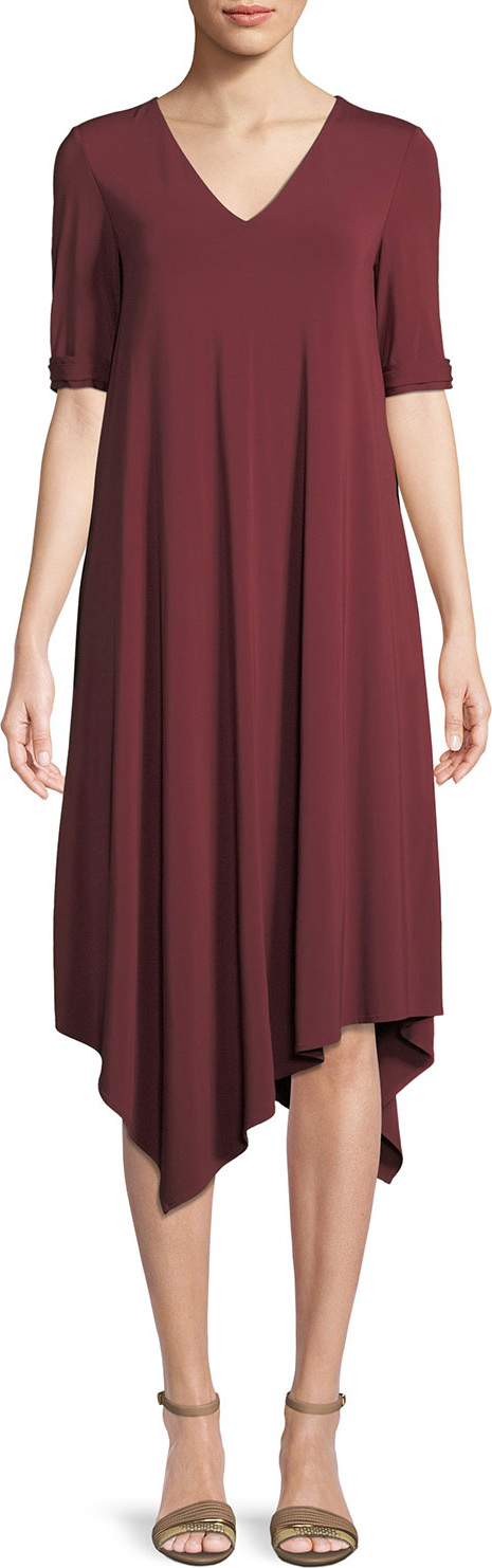 Lafayette 148 New York Noor Cultivated Crepe Jersey Tie-Cuff Dress