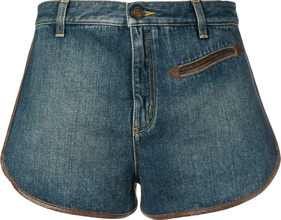 Saint Laurent contrast piping denim shorts