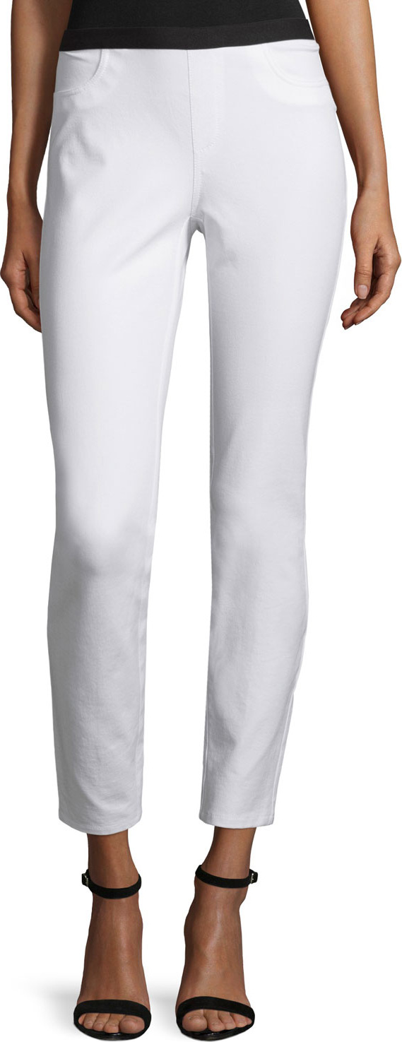 Lafayette 148 New York Elastic-Waist Slim-Leg Ankle Pants