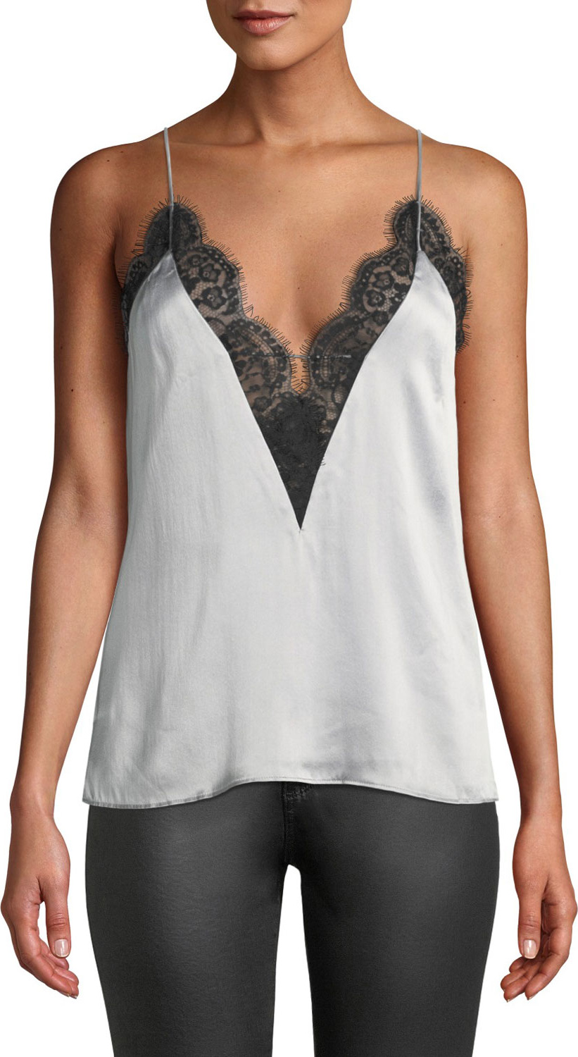 CAMI NYC The Channing Silk Cami with Lace