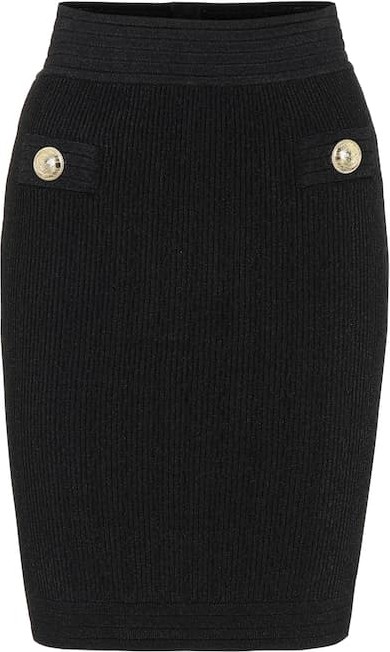Balmain High-rise ribbed-knit miniskirt
