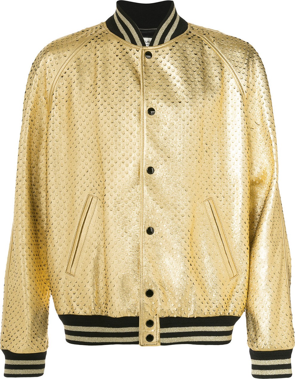 Saint Laurent perforated teddy baseball jacket