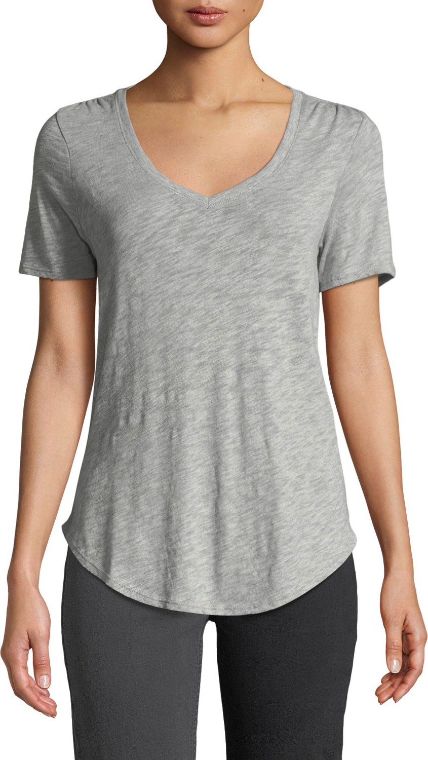 ATM Anthony Thomas Melillo Short-Sleeve V-Neck Slub Jersey Tee